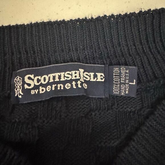 Scottish Isle By Bernette Men’s V-Neck Sweater Size Large Vintage Made In USA - Picture 8 of 9